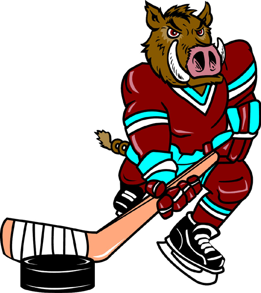 Razorback Hockey mascot sports decal. Display team spirit!